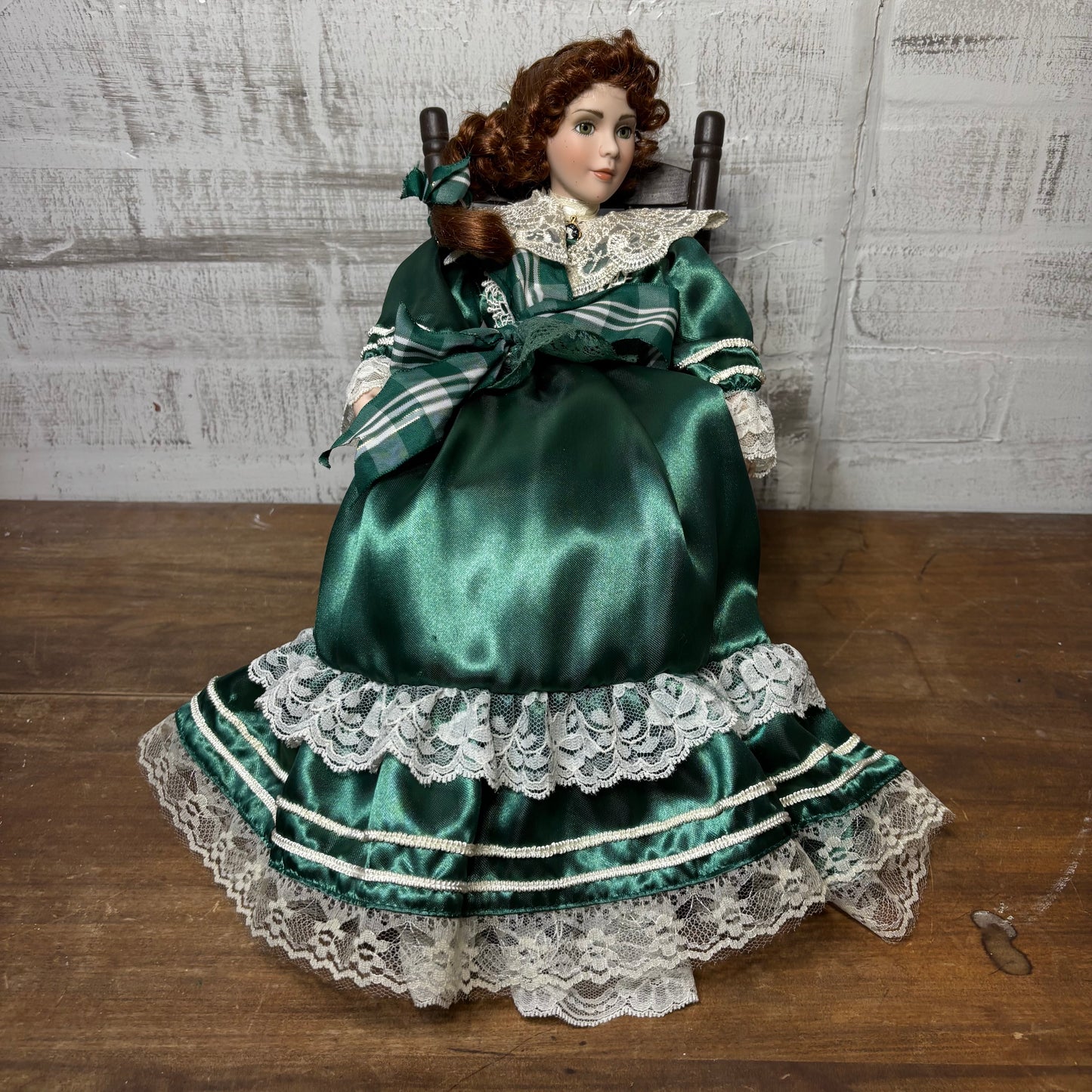 Vintage Paradise Galleries Victorian Porcelain Musical Doll On Rocking Chair