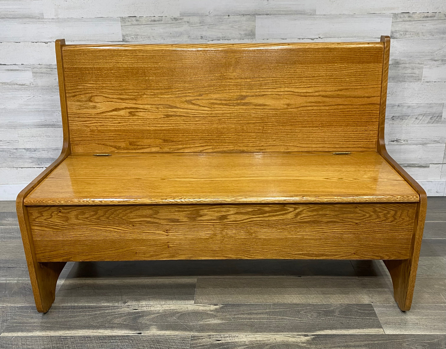 Oak Church Pew Storage Bench