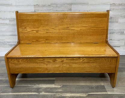 Oak Church Pew Storage Bench