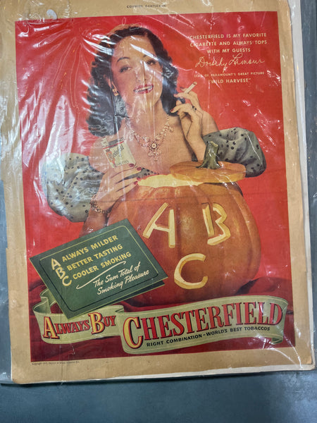 1947 Chesterfield Cigarettes Print Ad Dorothy Lamour Wild Harvest Movie