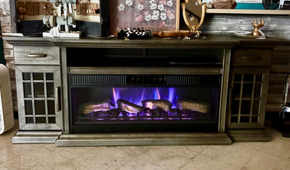 Electric Fireplace Tv Stand Rustic Gray