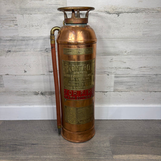 Antique Kontrol Stempel Copper Brass Fire Extinguisher