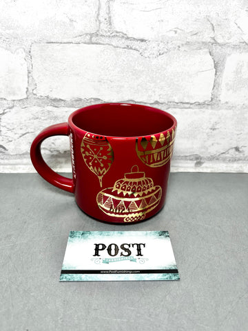 Starbucks Red Christmas W/ Gold Ornaments Mug