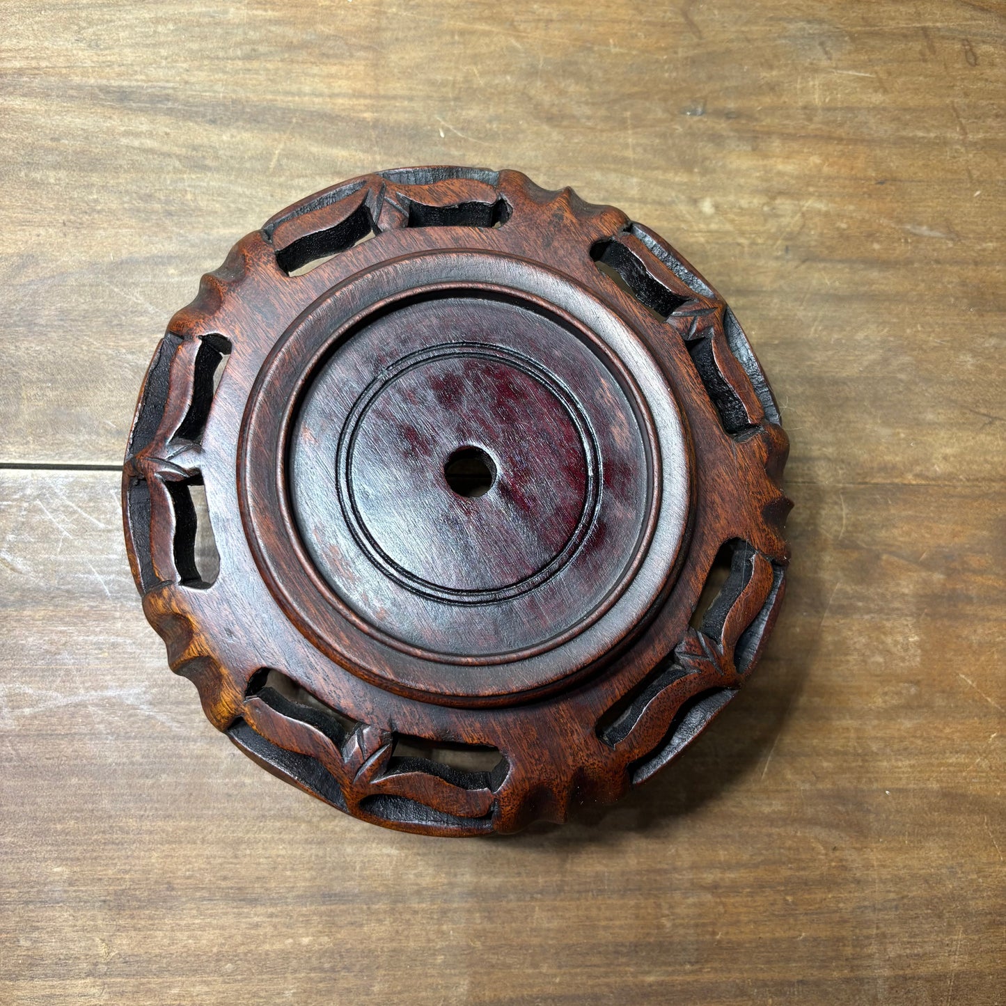 Vintage Chinese Wood Base Footed Stand