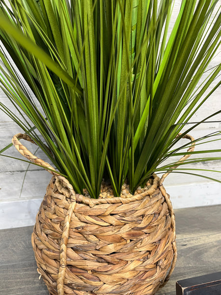 Faux Grass In Seagrass Basket