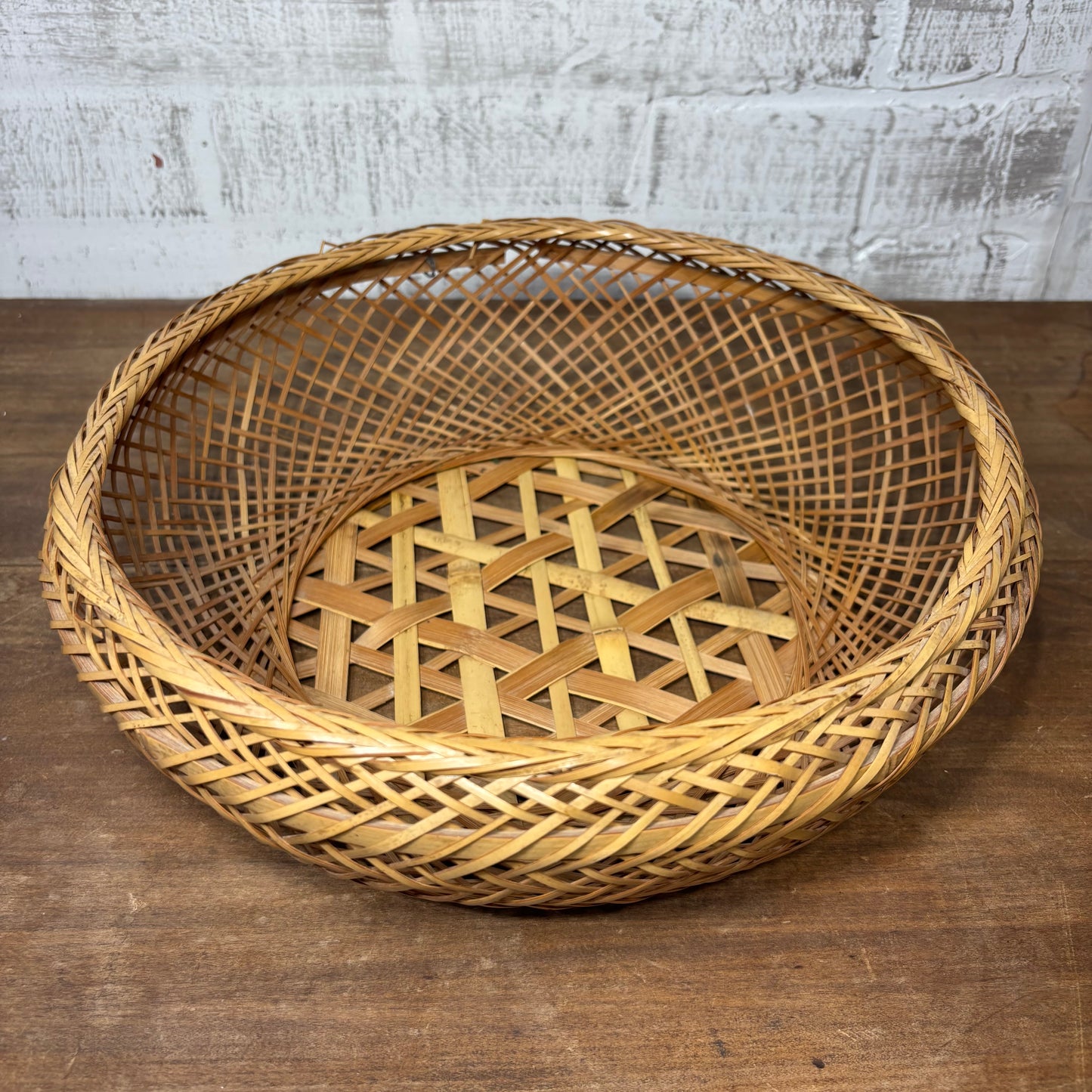 Vintage Hand Woven Bamboo Basket