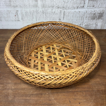 Vintage Hand Woven Bamboo Basket