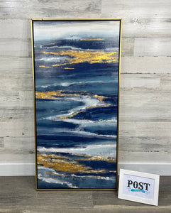 Blue & Gold Canvas Painting Wall Decor