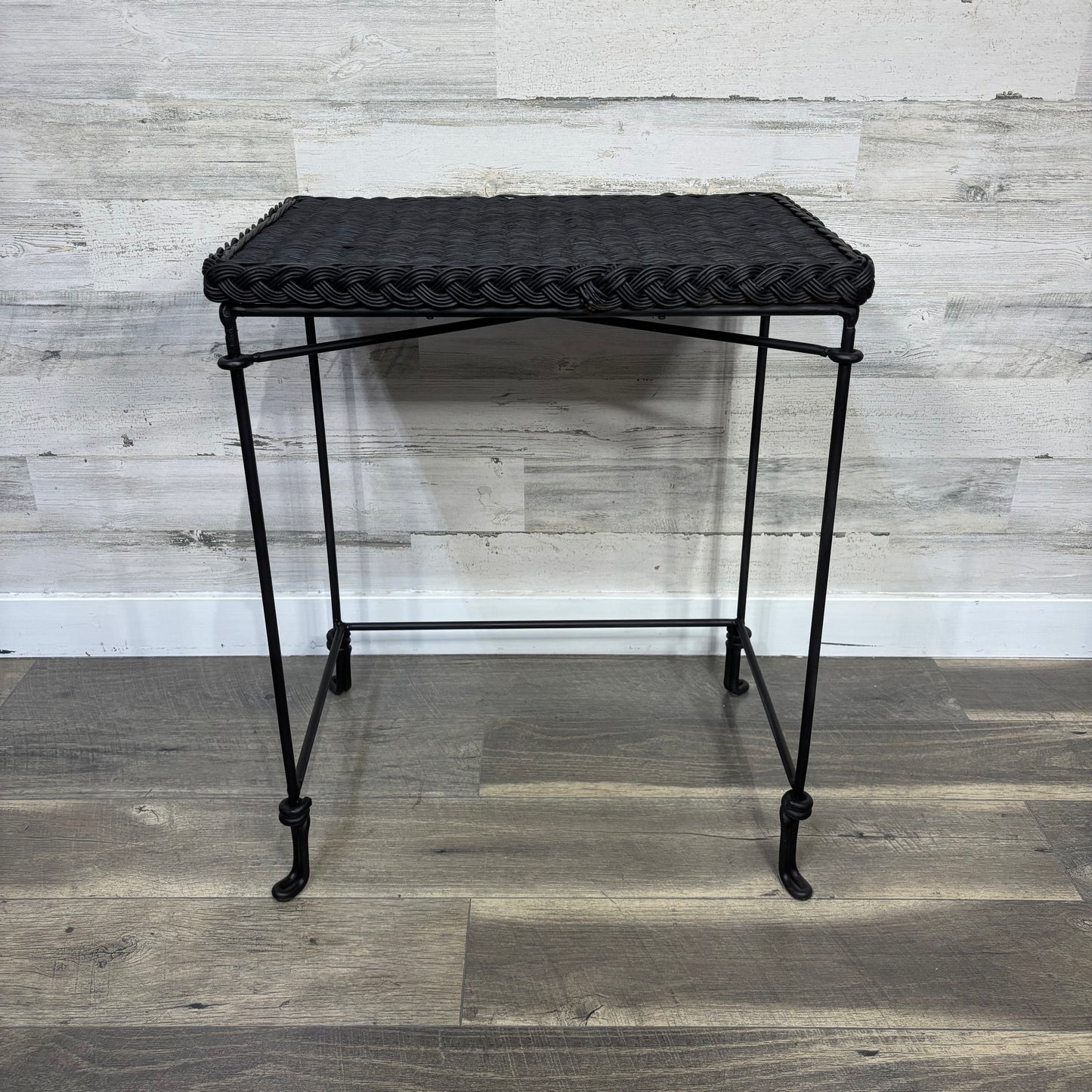 Small Black Wicker End Table