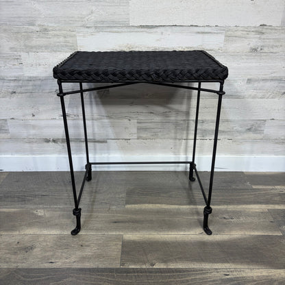 Small Black Wicker End Table