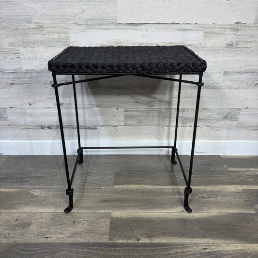 Small Black Wicker End Table