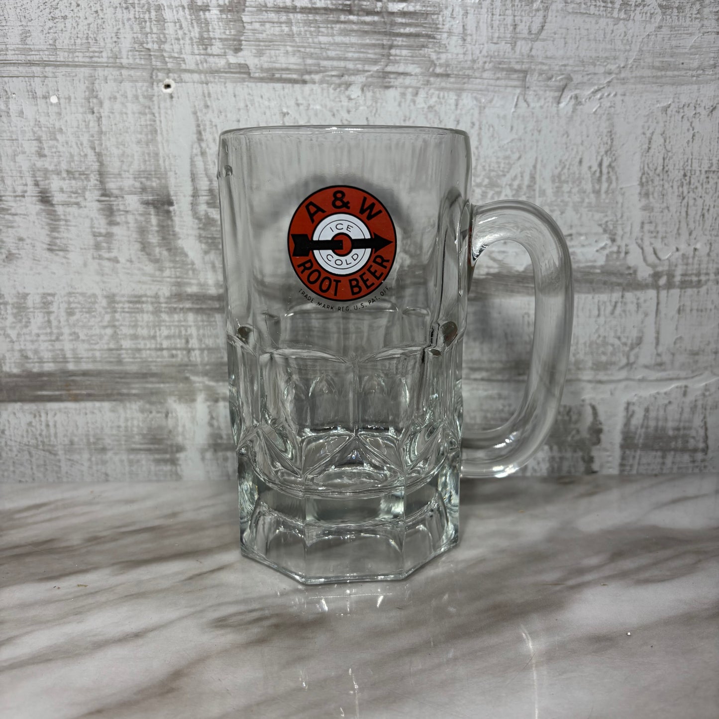 Vintage Large A & W Root Beer Glass Mug Red Arrow Bullseye Logo