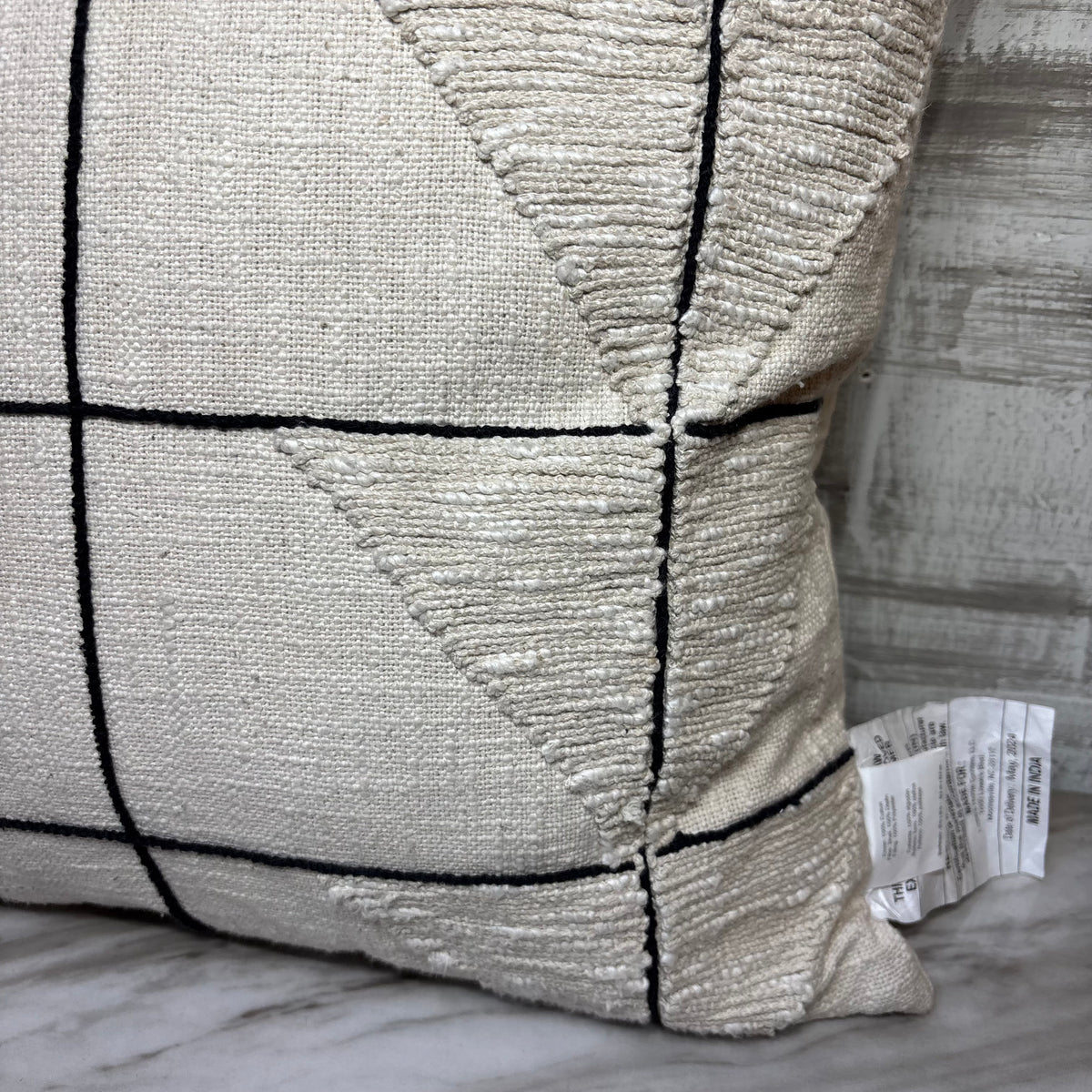 Cream And Black Geometric Pattern Pillow