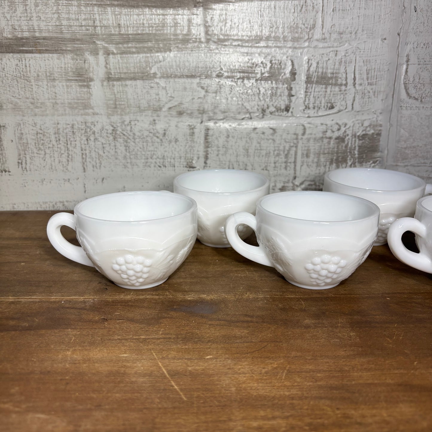 Vintage Milk Glass Grape Tea Cup/ Mugs