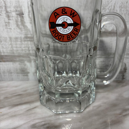 Vintage Large A & W Root Beer Glass Mug Red Arrow Bullseye Logo