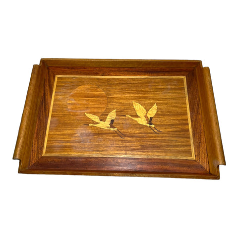 Vintage Wooden Tray w/ Birds