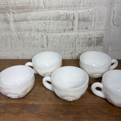 Vintage Milk Glass Grape Tea Cup/ Mugs