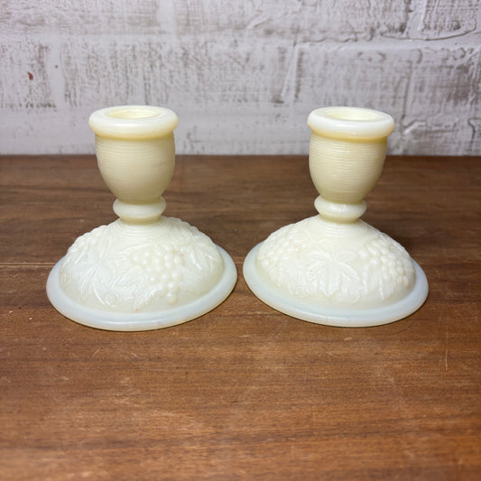 Vintage Imperial Milk Glass Candlestick Holders