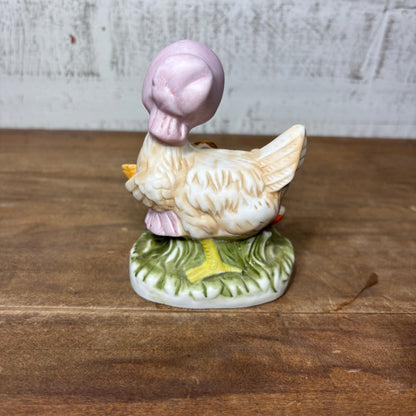 Vintage Porcelain Mother Hen And Baby Chick Figurine