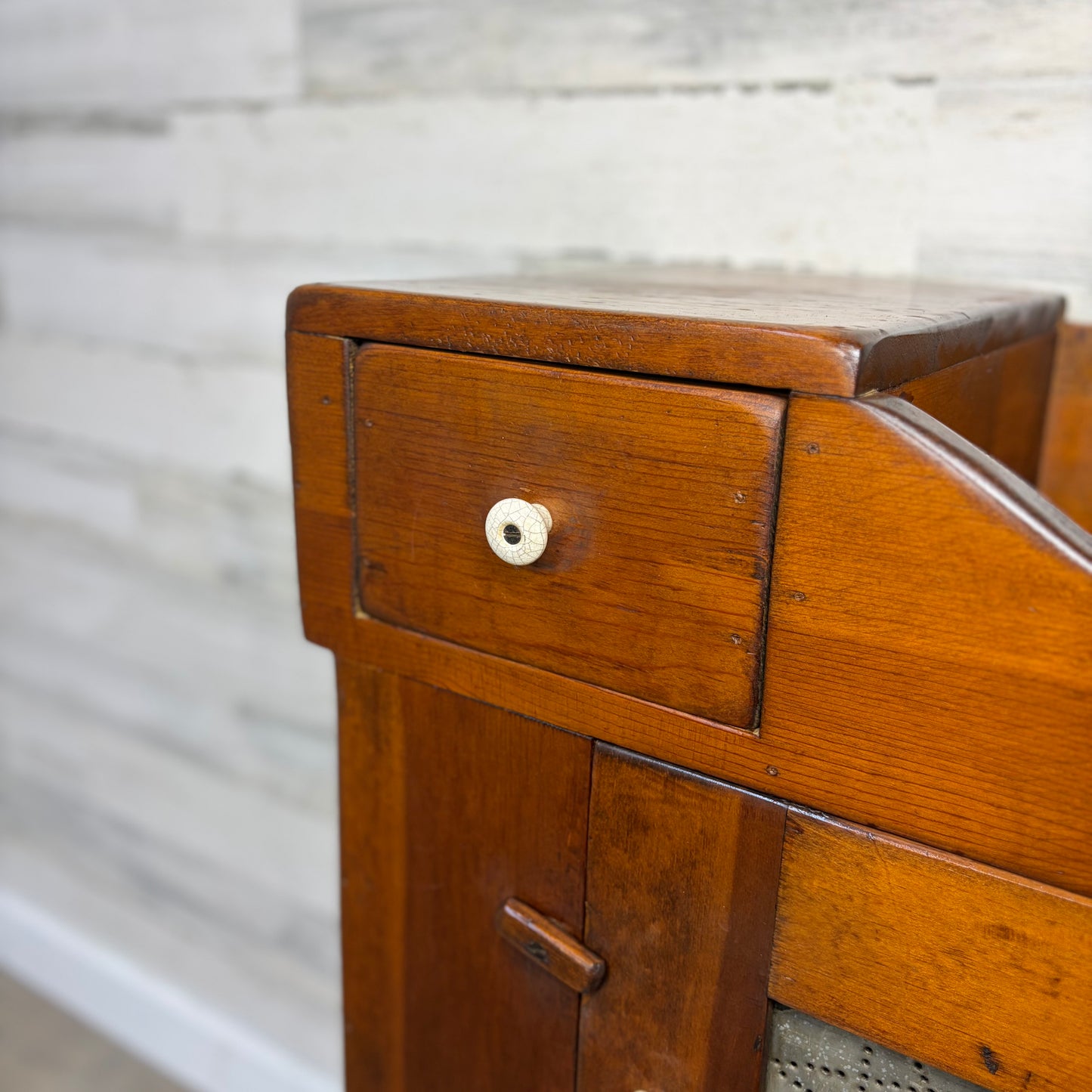 Antique Punched Tin Dry Sink Cabinet