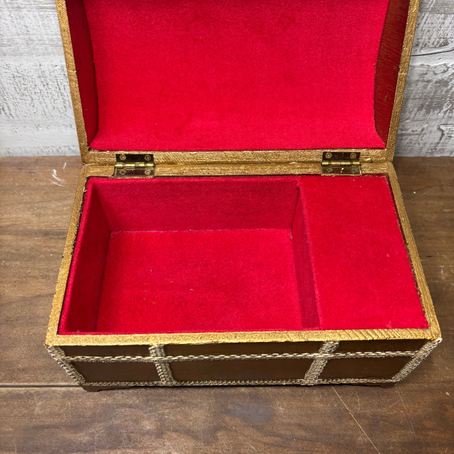 Vintage Wooden Silk Top Jewelry Box