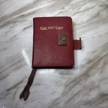 Vintage 1940s Red Five Year Diary