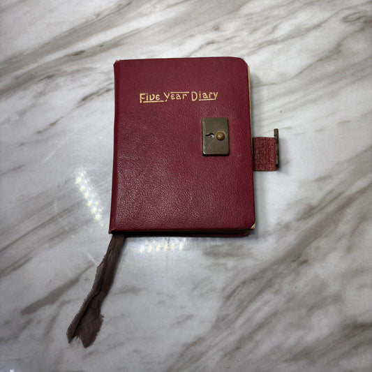 Vintage 1940s Red Five Year Diary