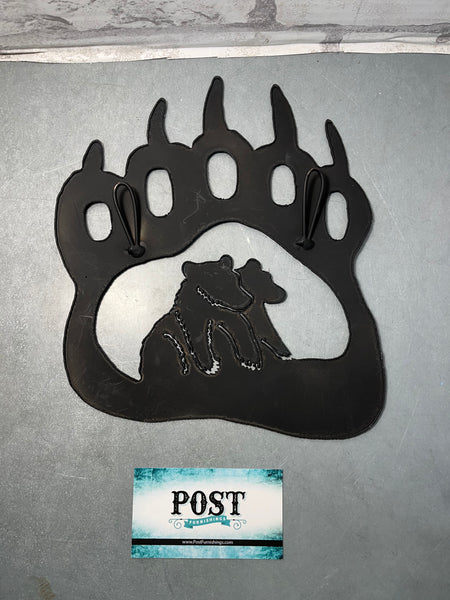 Metal Bear Claw With Baby Cubs Wall Decor