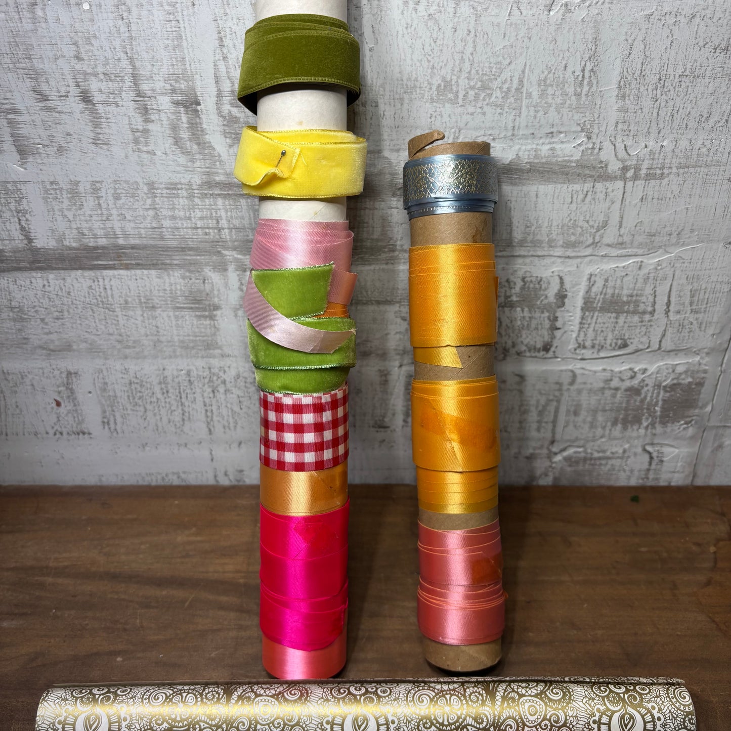 Vintage Wrapping Paper & Ribbon Bundle