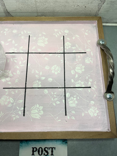 Floral Pink Tic Tac Toe Board