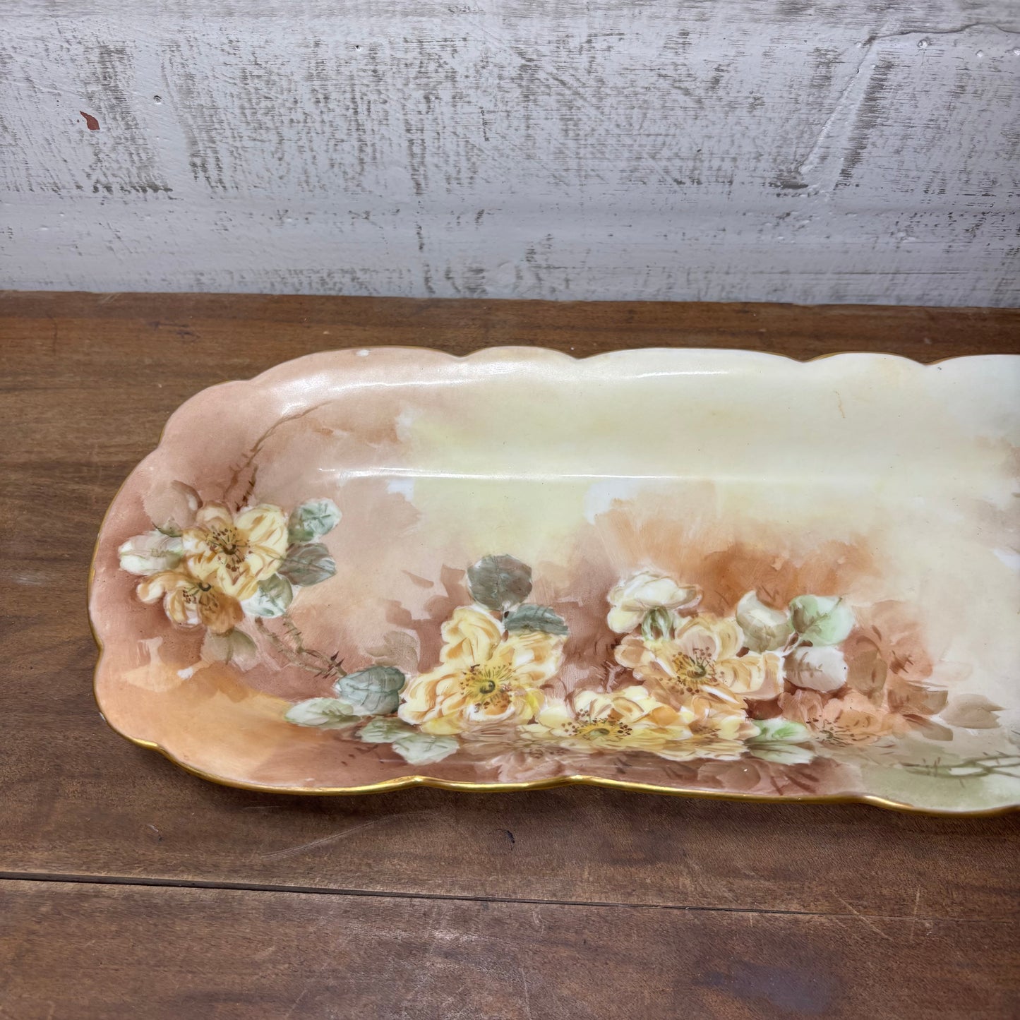 Antique Limoges France Hand-Painted Porcelain Celery Dish