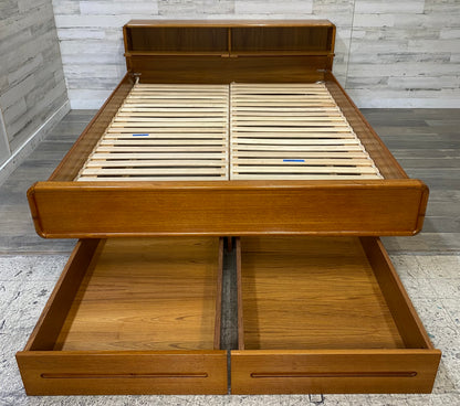 Mid Century Modern, Danish Style Teak Queen Platform Bed Frame