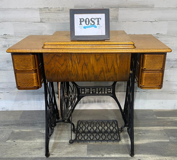 Antique Singer Sewing Machine & Desk