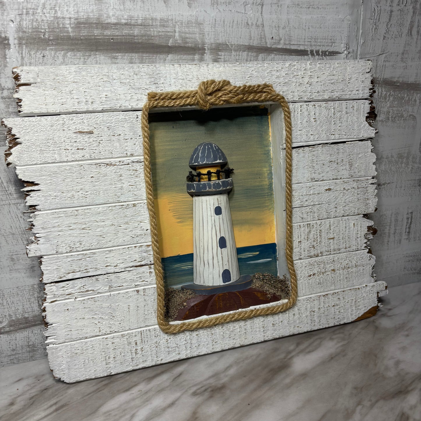 Wooden Shadowbox Nautical Lighthouse 3D Wall Art