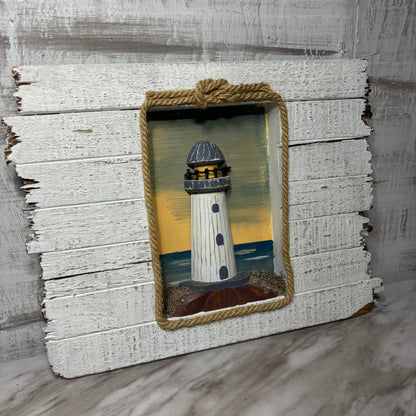 Wooden Shadowbox Nautical Lighthouse 3D Wall Art