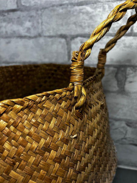 Medium Woven Basket W/ White Bottom