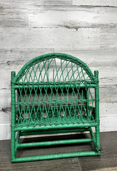 Green Vintage Wicker Hanging Shelf