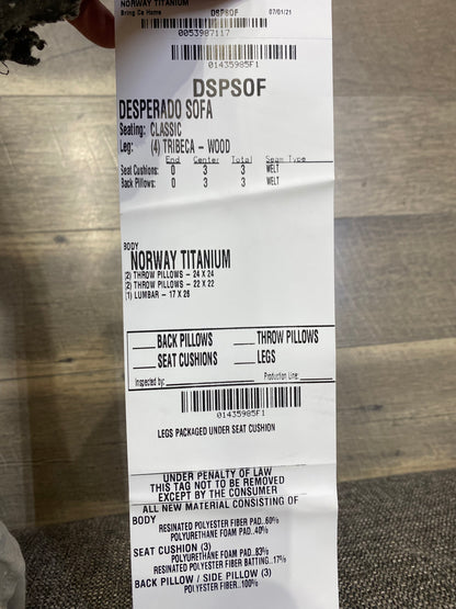 Michael Nicholas Large Gray Sofa Couch