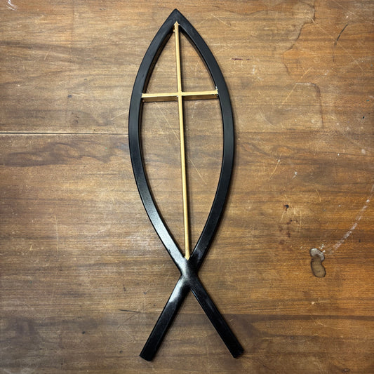 Black Metal Ichthys Jesus Fish Wall Decor