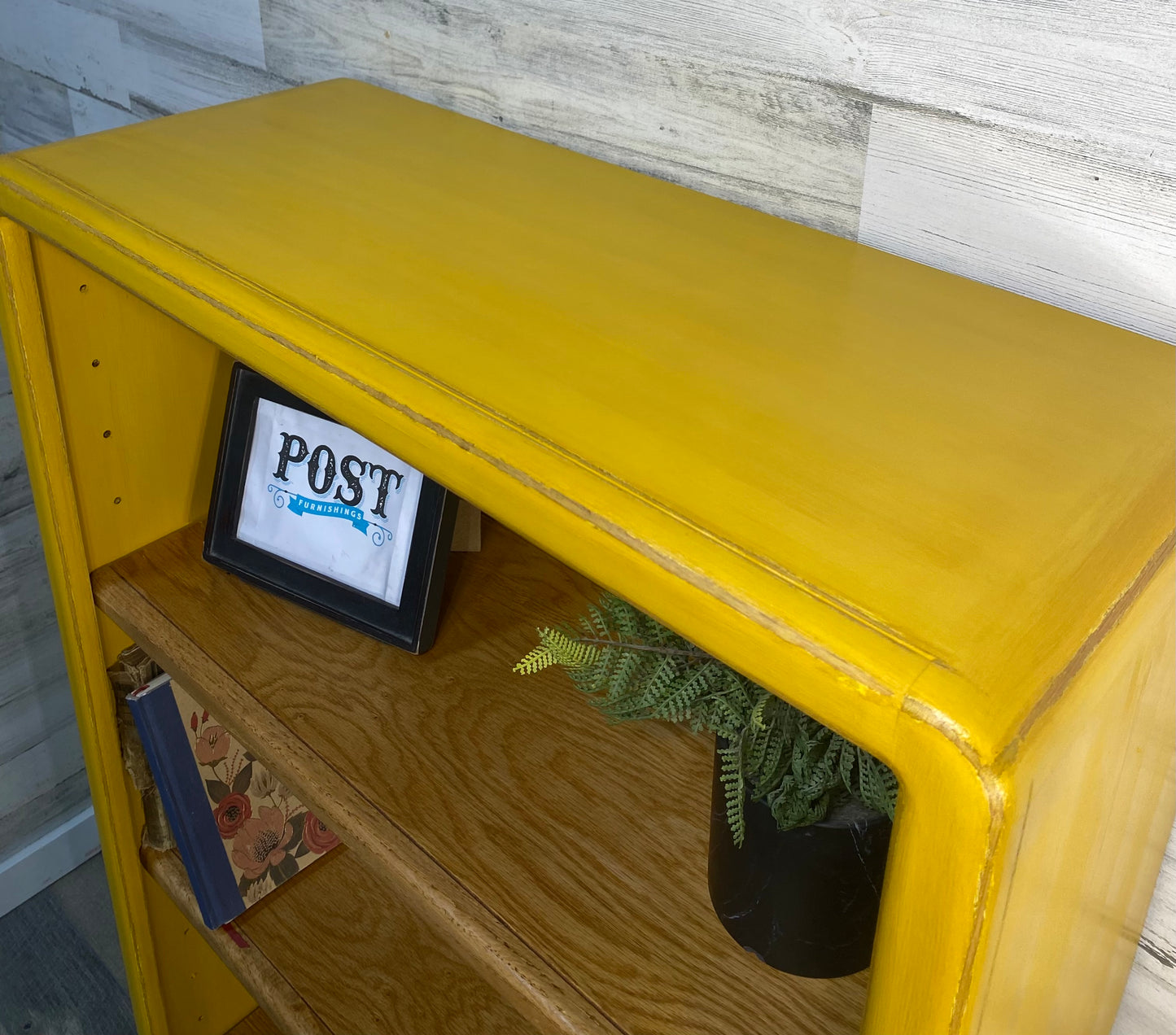 Yellow Bookshelf Adjustable Shelves