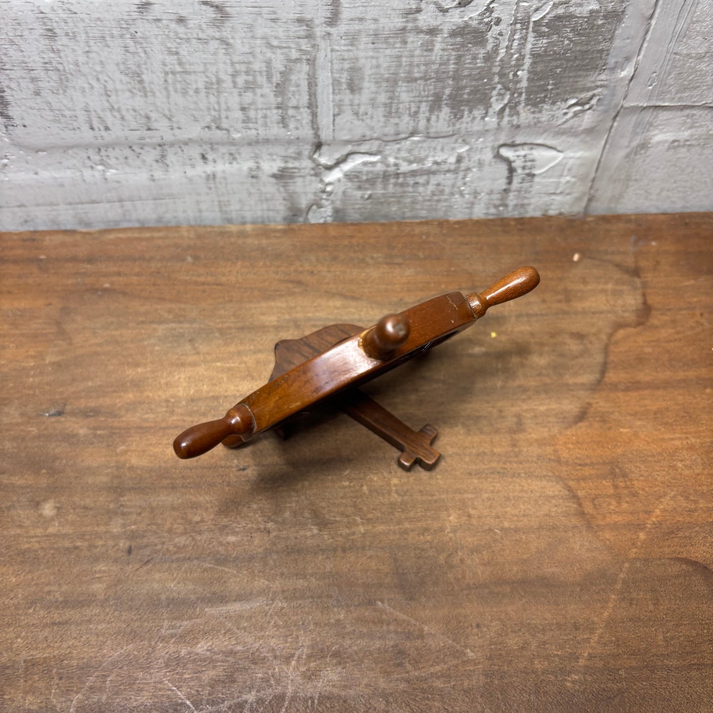Vintage Nautical Wooden Ship Steering Wheel Frame Table