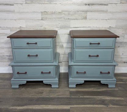 Set Of 2 Matching Blue/Gray Nightstands