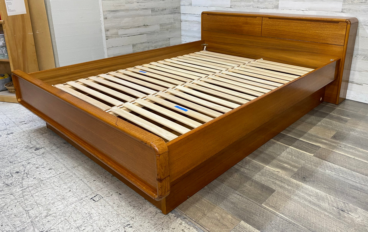 Mid Century Modern, Danish Style Teak Queen Platform Bed Frame