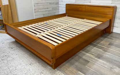 Mid Century Modern, Danish Style Teak Queen Platform Bed Frame