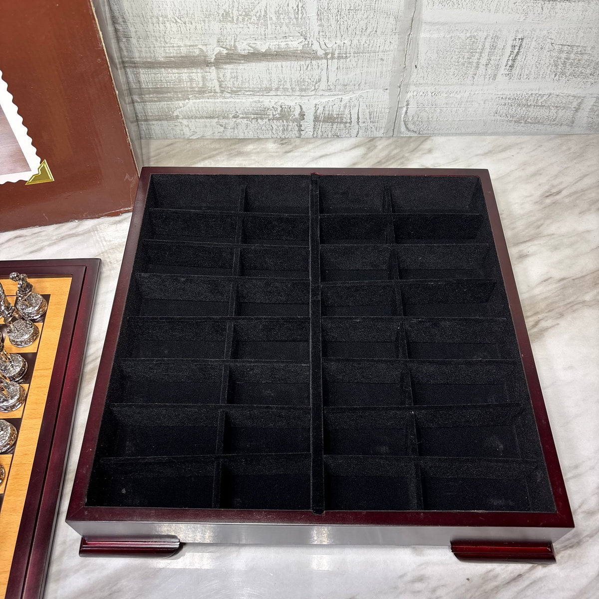 Vintage Merkury Gaming Baseball Chess Set with Wooden Storage Box