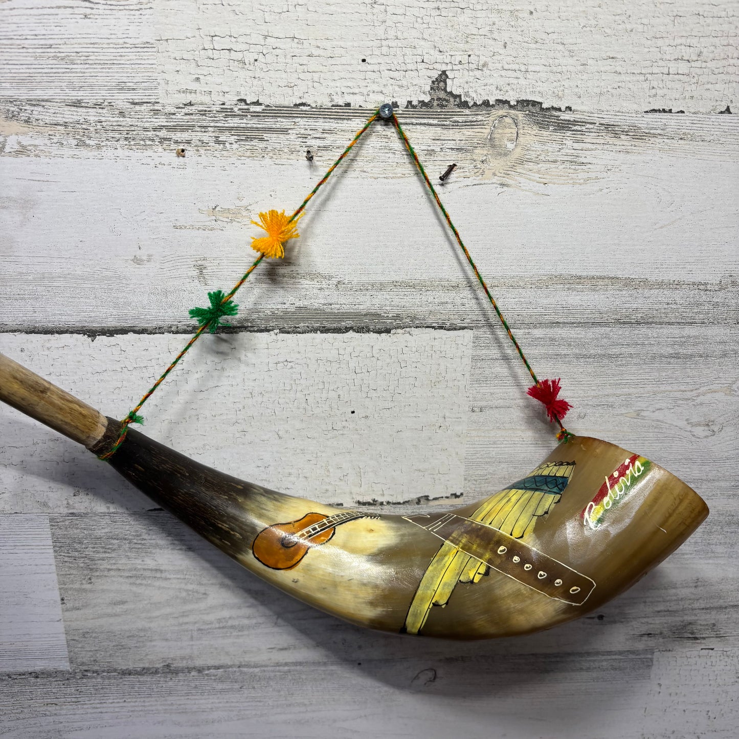 Traditional Hand Painted "Pututu" Andean Wind Instrument