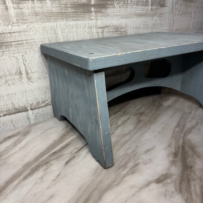 Vintage Primitive Wooden Blue/ Gray Step Stool