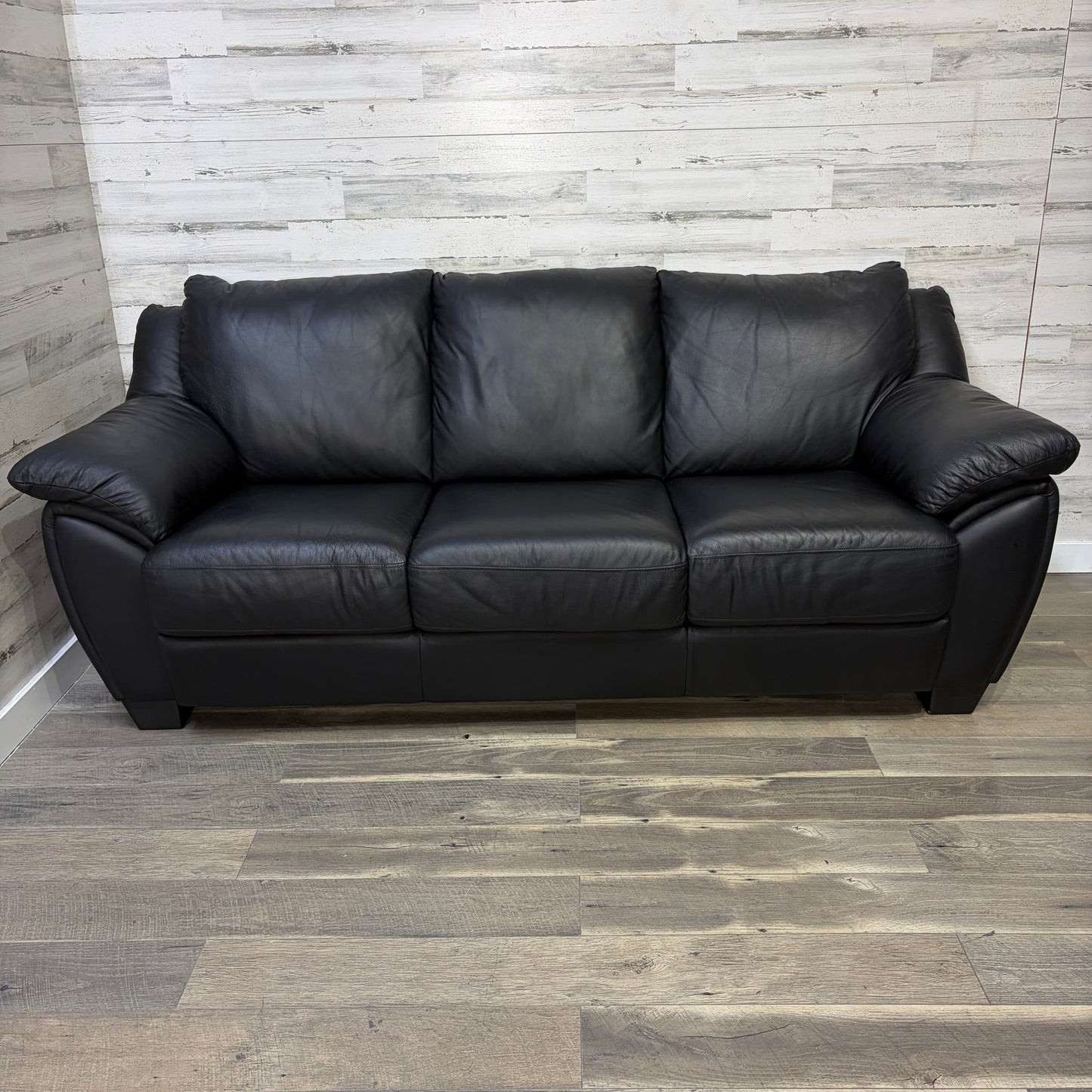 3pc Black Leather Couch Set