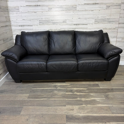 3pc Black Leather Couch Set