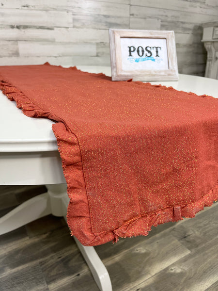 Orange And Gold Sparkly Table Runner